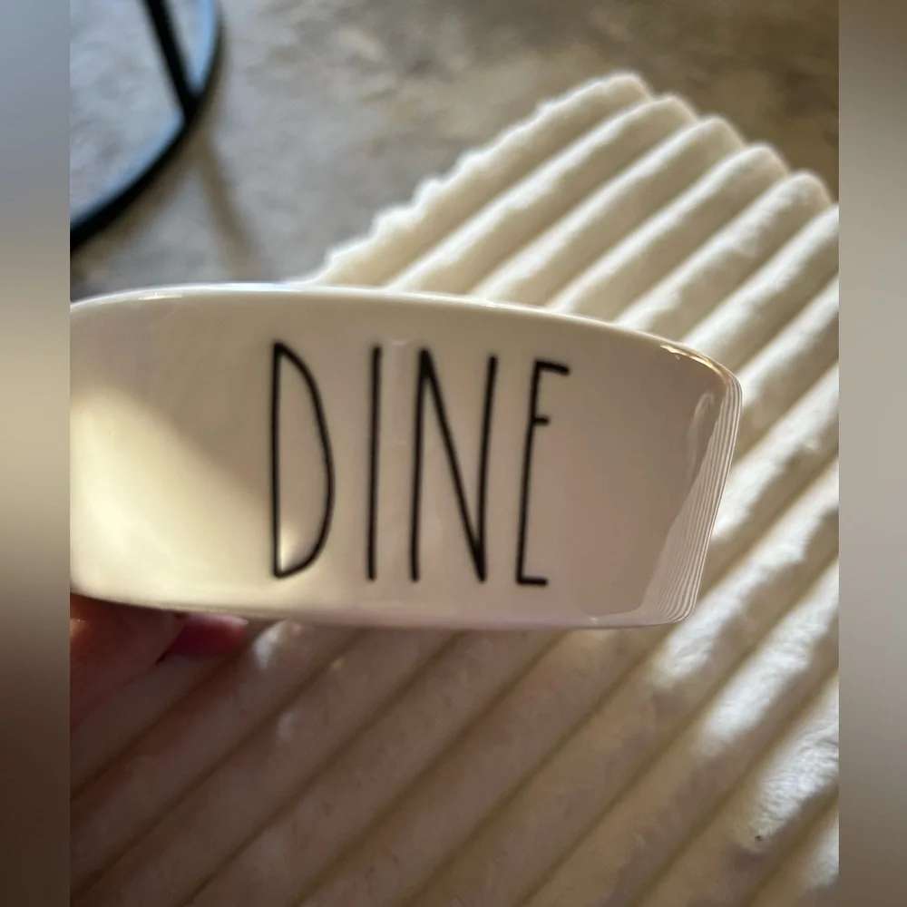Rae Dunn White Ceramic Pet 'DINE' Bowl
